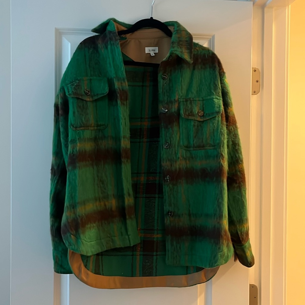 Never worn La Miel fuzzy green flannel